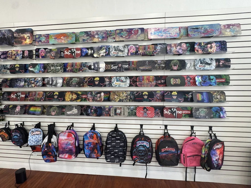 Rolling Trays and Backpacks in Smoke Shop EXP miami